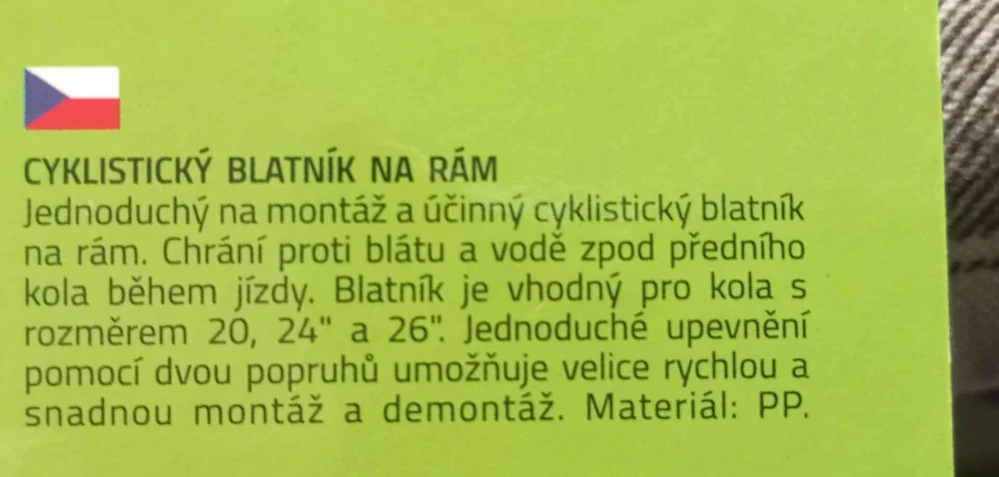 Cyklistický blatník na rám Bike Upgrade