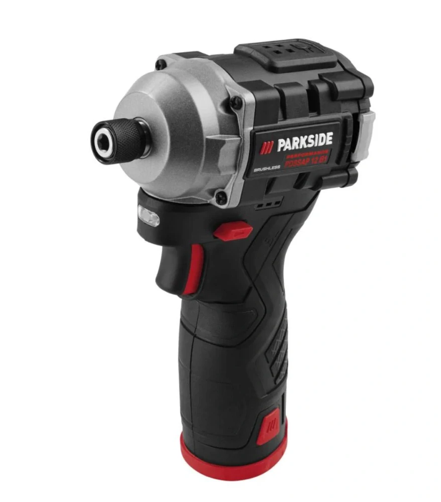 Aku vrtací šroubovák PARKSIDE PERFORMANCE PBSPA 12 E4 + aku rázový utahovák PDSSAP 12 B1 + nab. + bat.  2x 2 Ah