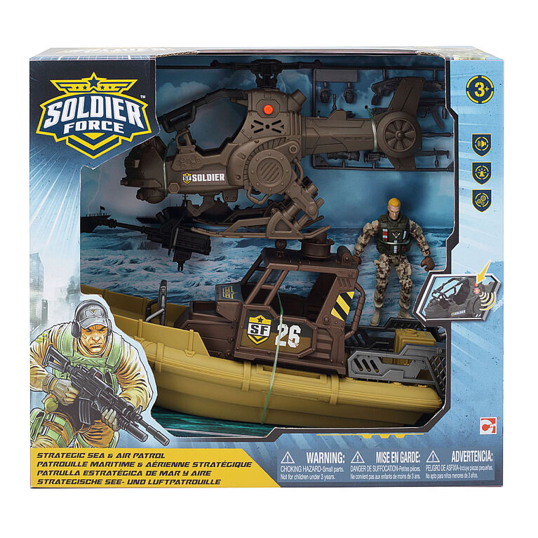 Set- vojenská loď s vrtulníkem se zvuky- SOLDIER