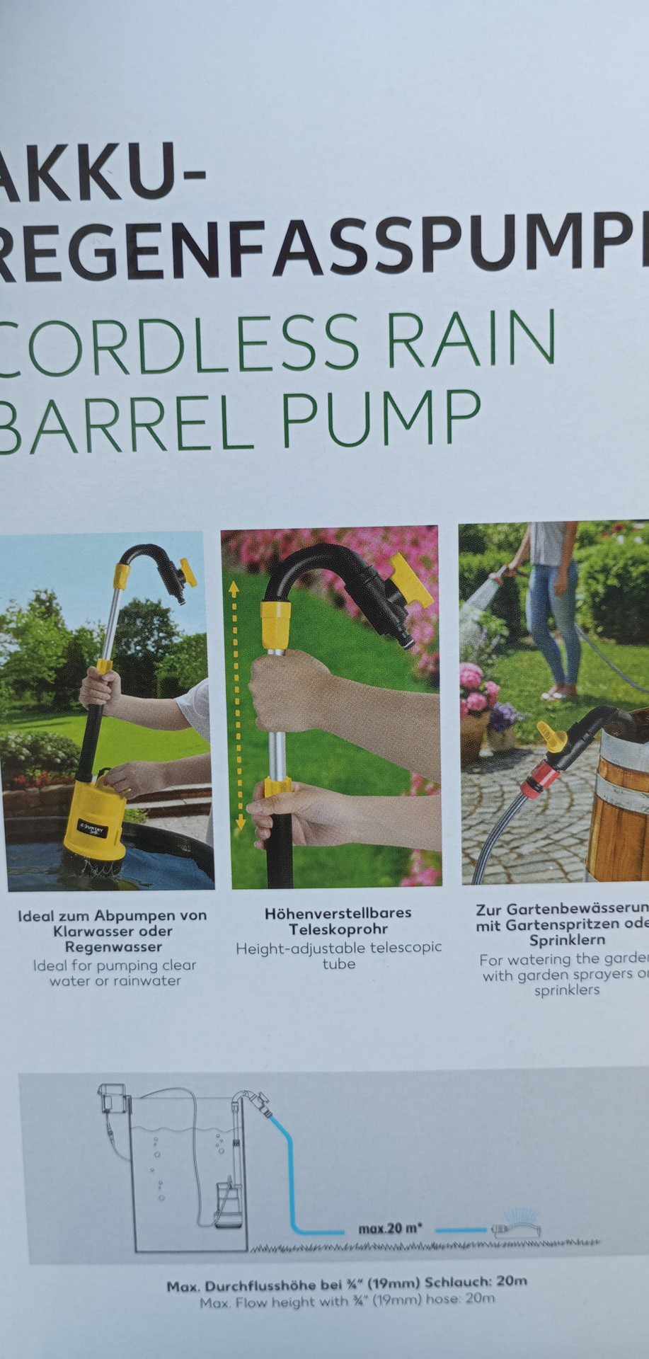 Aku čerpadlo na dešťovou vodu 20V Countryside LSP-200C + baterie 2.0 Ah + nabíječka