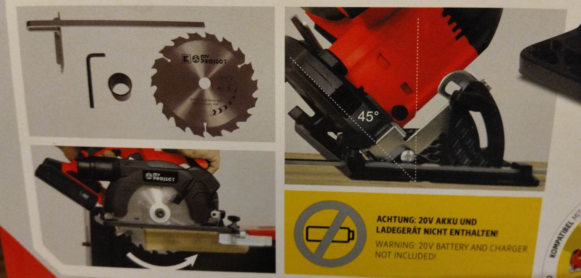 Aku ruční okružní pila 20V  MyProject + baterie 2.0 Ah + nabíječka