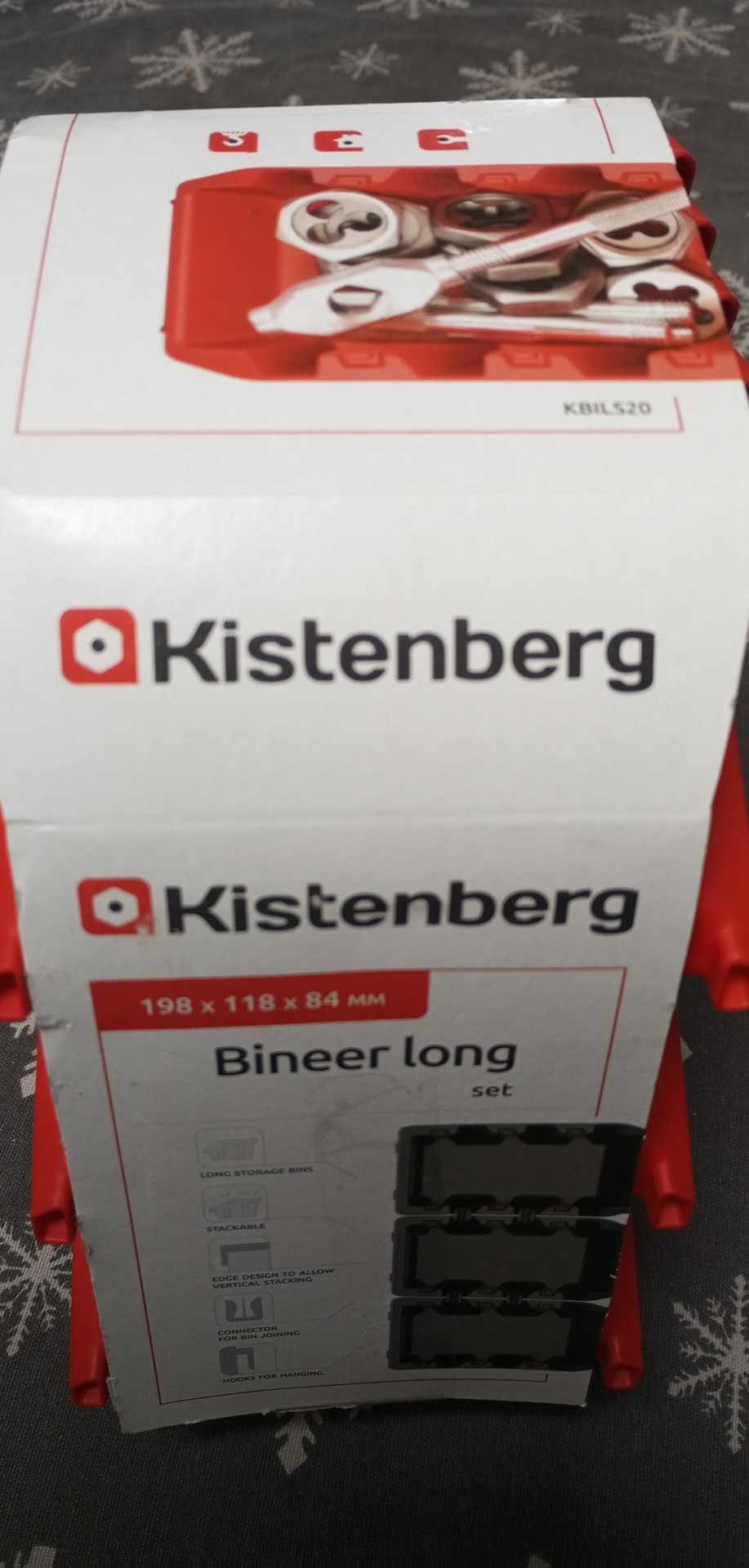 Kistenberg Set úložných boxů 5ks BINEER LONG 198x118x82 mm červený