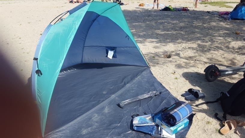 Nový plážový stan mušle - 270 x 120x 120 cm MODRÝ