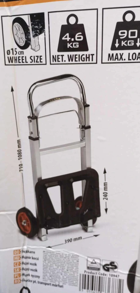 Hliníkový skládací přepravní vozík - rudl 90 kg - Handy 10947