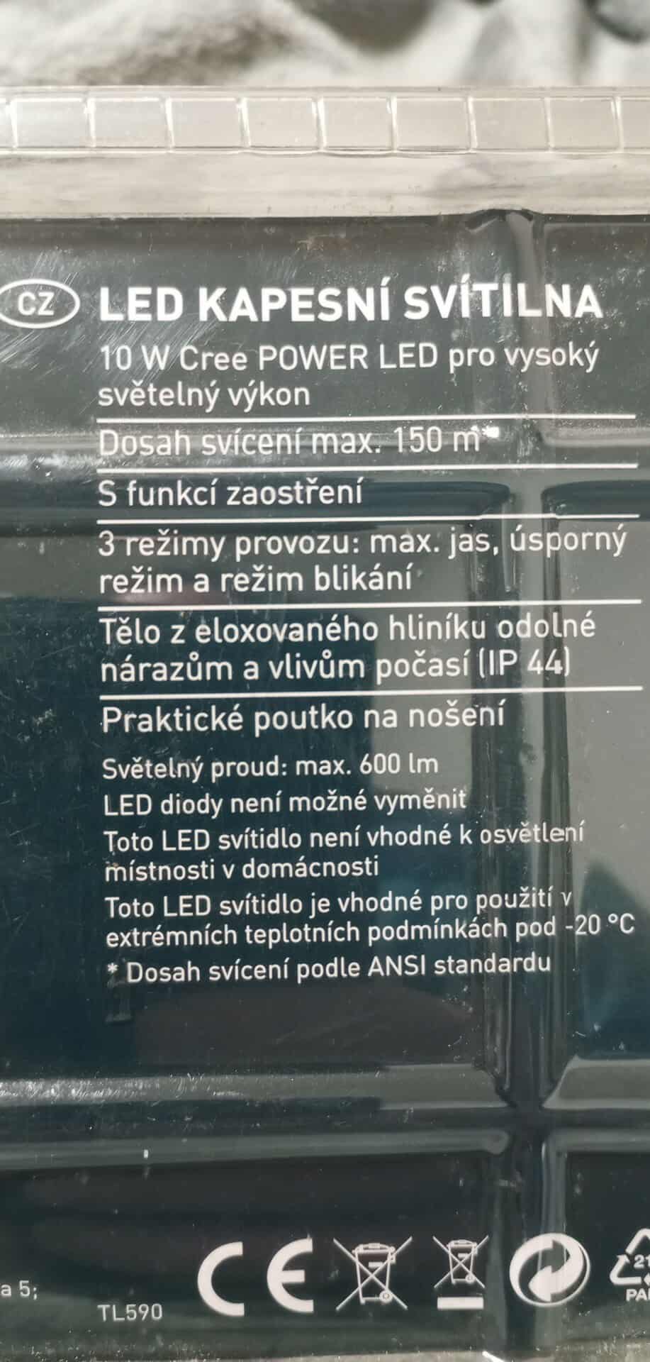 Led kovová kapesní svítilna LivarnoLux 