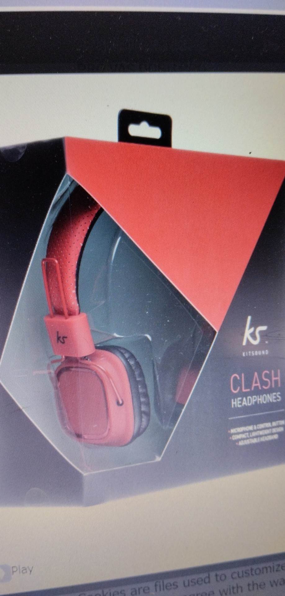 Sluchátka KitSound Clash s in-line mikrofonem, 3,5 mm, červená