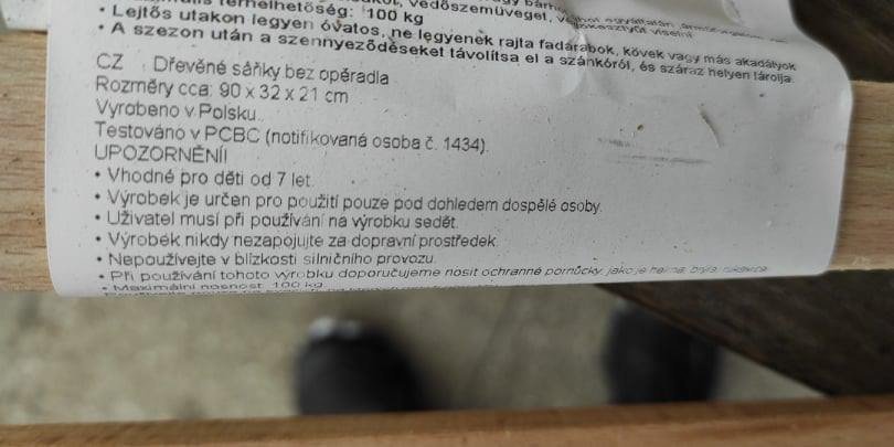 DĚTSKÉ DŘEVĚNÉ SÁNKY 90CM DO 100KG