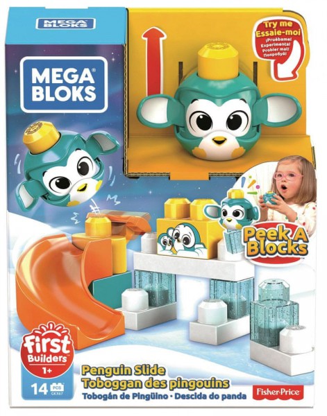 Stavebnice Mega Bloks Peek a Blocks Velká skluzavka Tučňák, Mattel GKX67