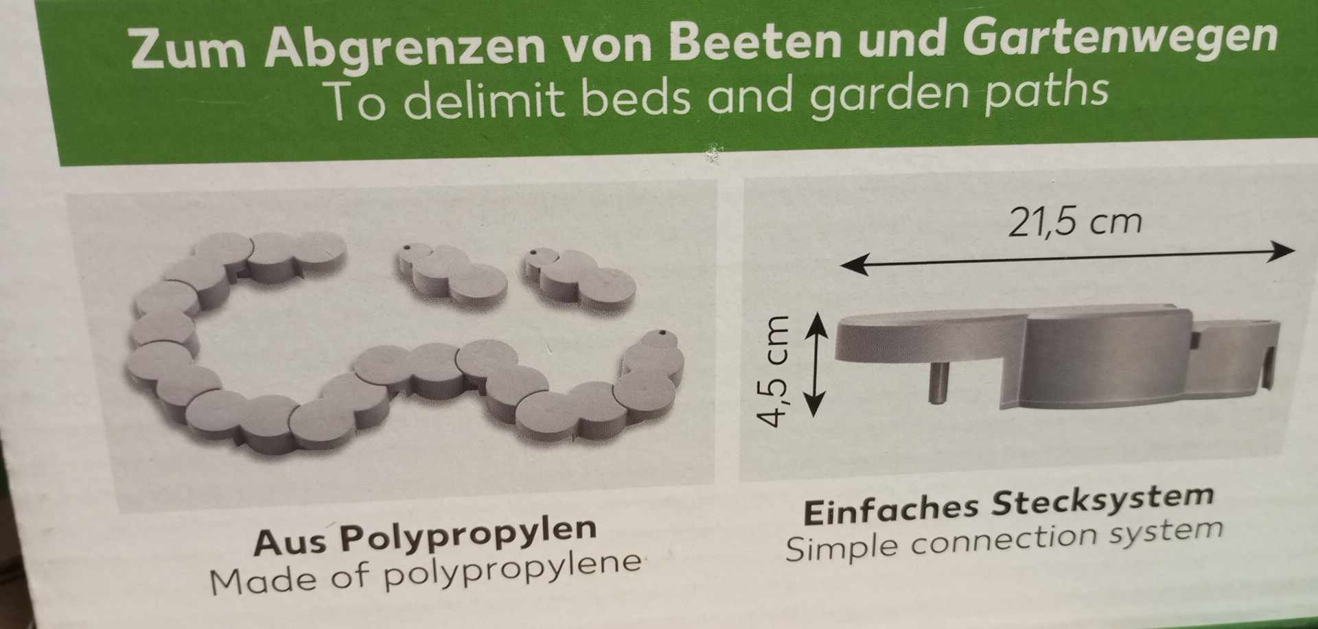 Obrubník - palisáda z PVC na okraj trávníku 200 cm 12ks