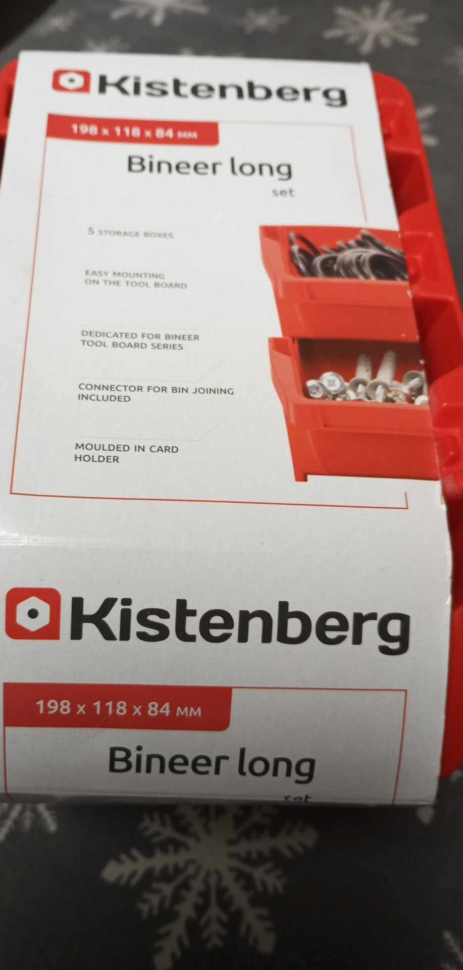 Kistenberg Set úložných boxů 5ks BINEER LONG 198x118x82 mm červený