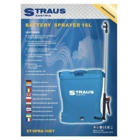 Akumulátorový zádový postřikovač 16L Straus ST/SPRA-16BT