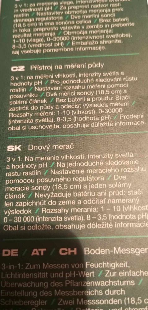 Přístroj na měření půdy 3 v 1 Parkside