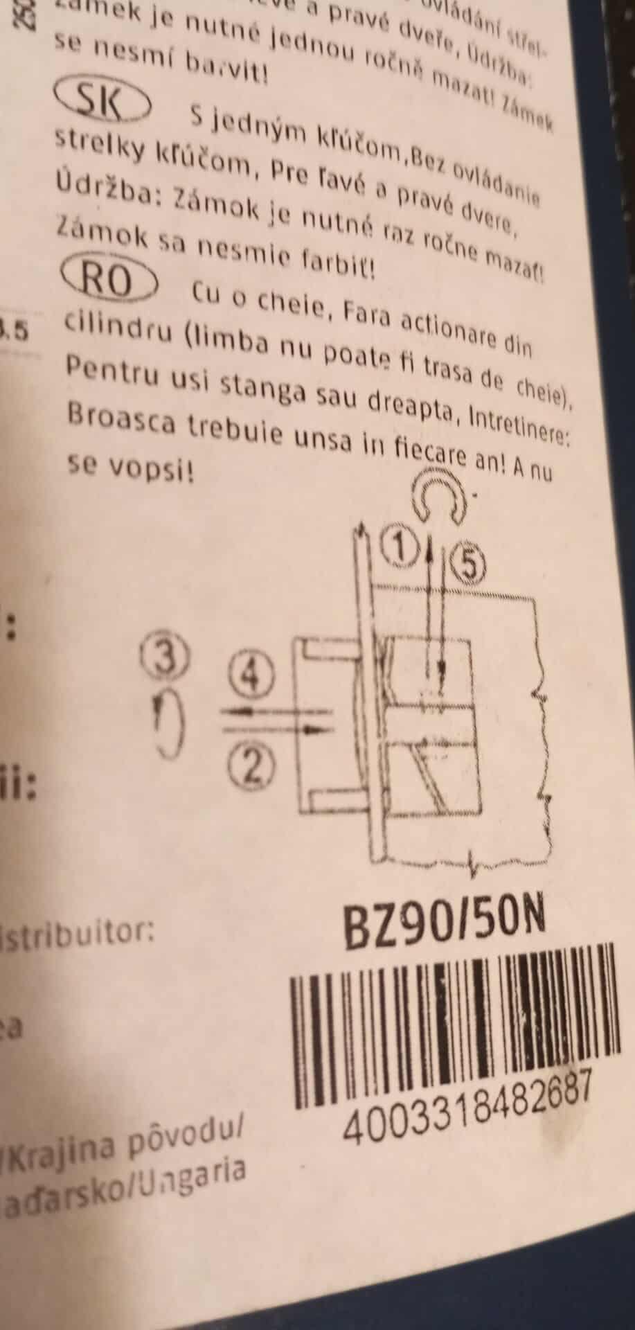 Zásuvný zámek ABUS BZ90/50N