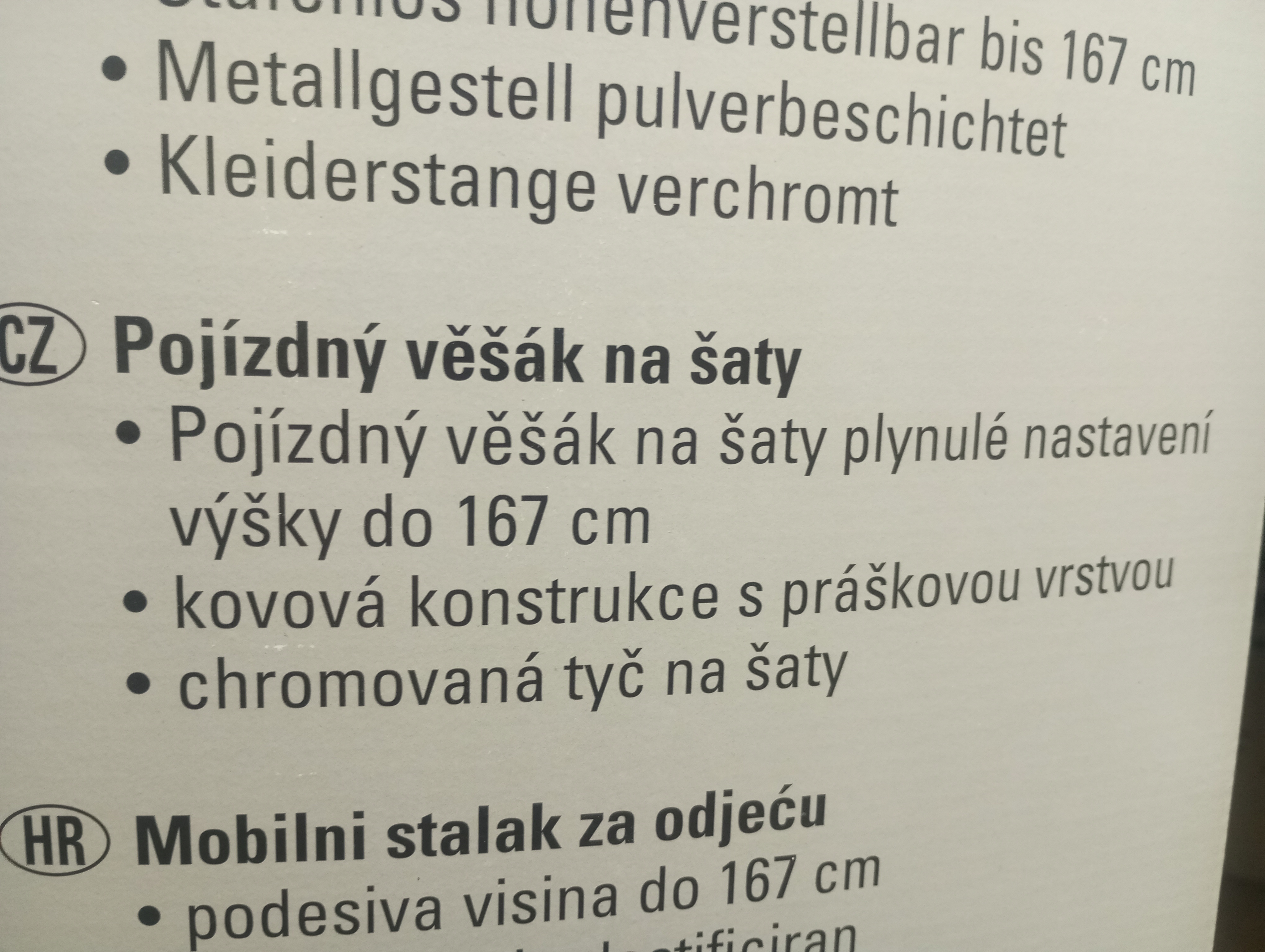 Pojízdný věšák na šaty 90cm