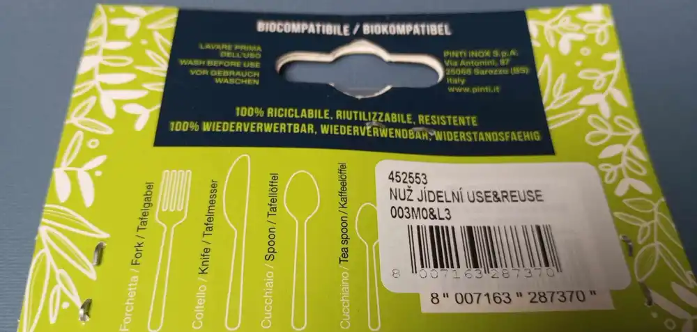 Nůž jídelní nerez - Use&Reuse 50 ks