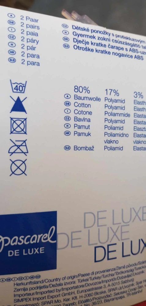 2 x Dětské ponožky s protiskluzovým vzorem Pascarel De Luxe - modré vel- 31/34